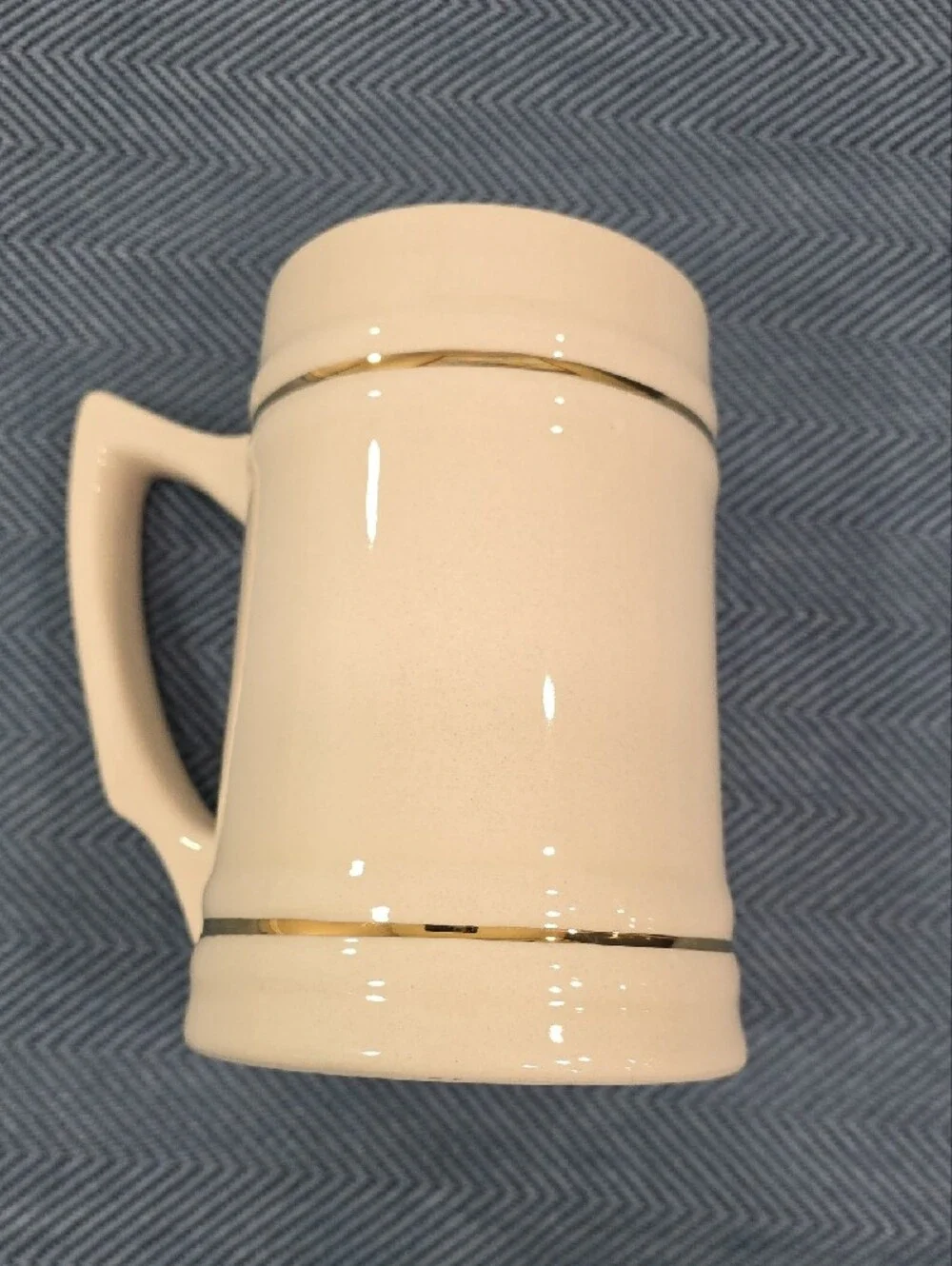 Cream Indiana University Ceramic Beer Stein with Red IU Logo And Gold Accents